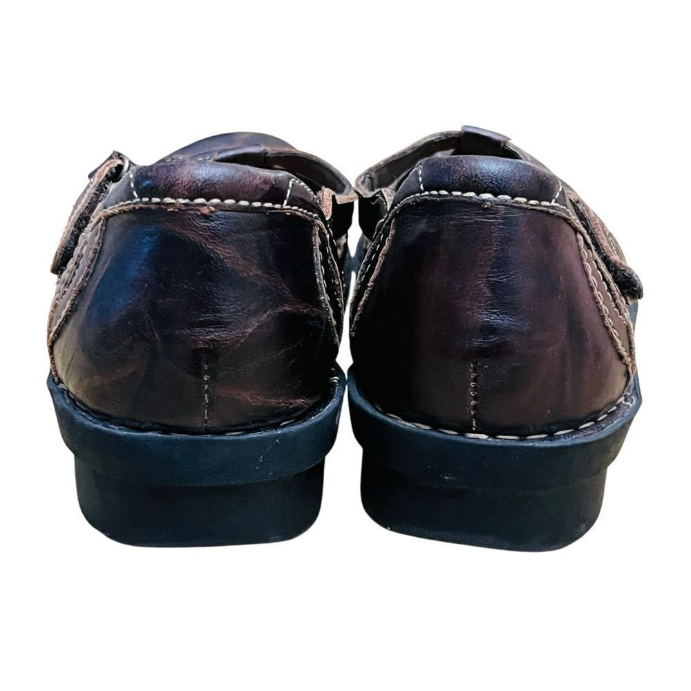 Clarks Merry Jane Brown Leather Shoes Bendables Strap Flat Stitched - Picture 8 of 10